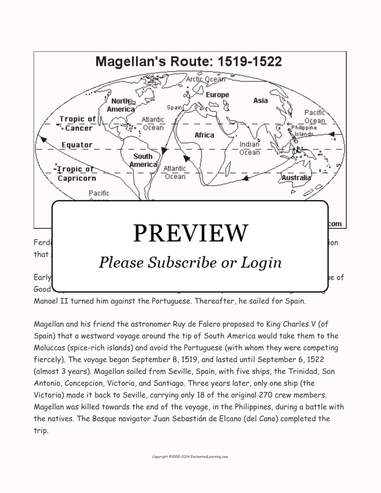 Ferdinand Magellan interactive printout page 1